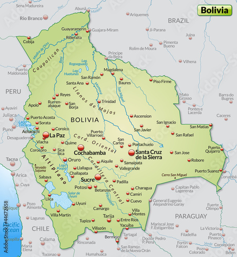 Bolivien mit Nachbarländern
