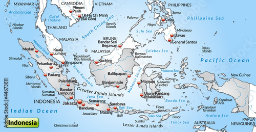 Umgebungskarte von Indonesien mit Orten