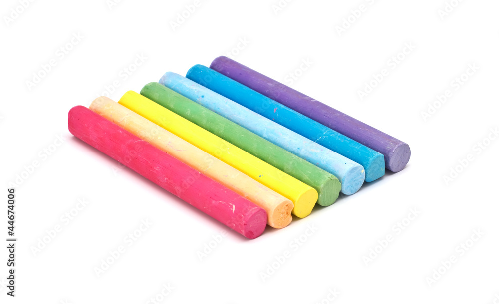 Set of colorful pieces of chalk isolated on white Set of colorful pieces of chalk isolated on white