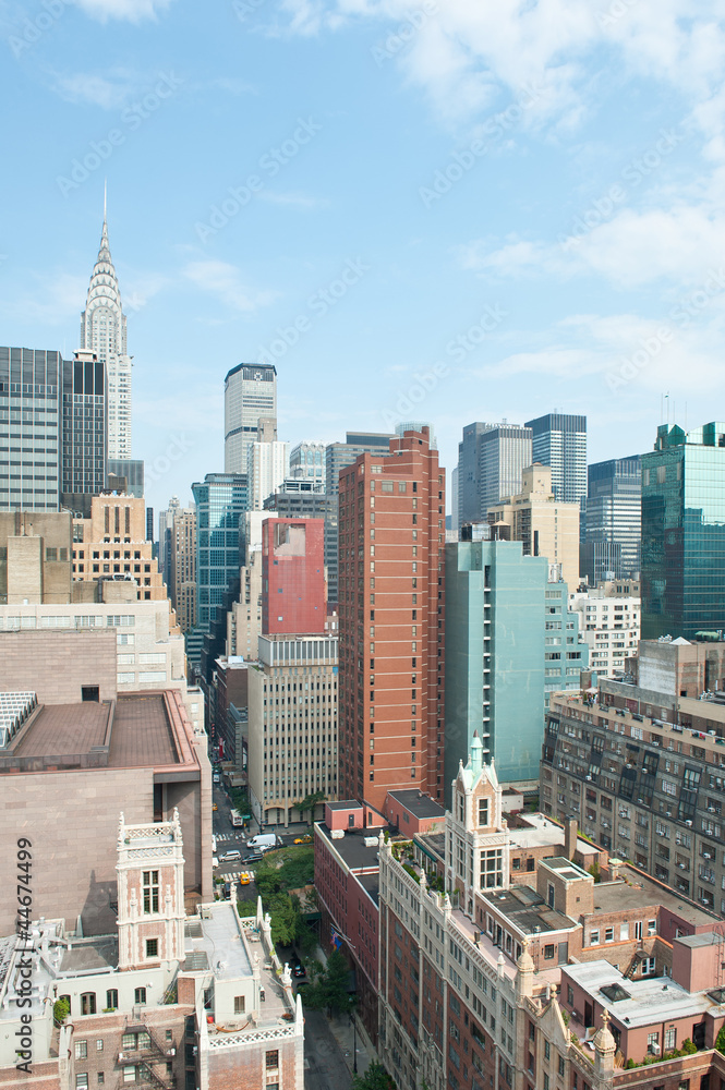 New York City Manhattan skyline view with Chrysler building in t