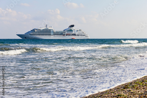 Cruise liner near to the beach in Nessebar Bulgaria © niki spasov