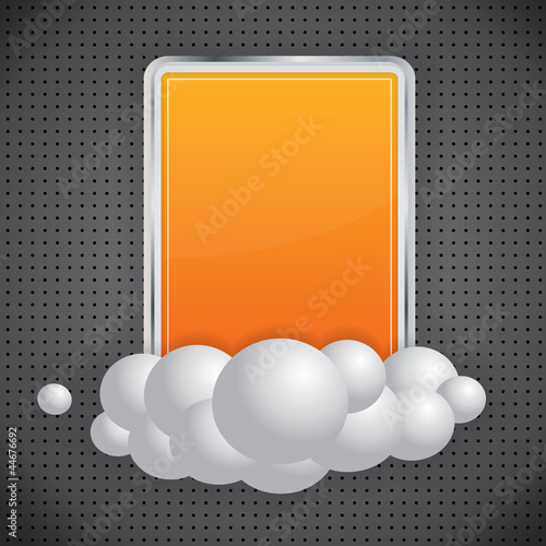 Orange banner on dark background