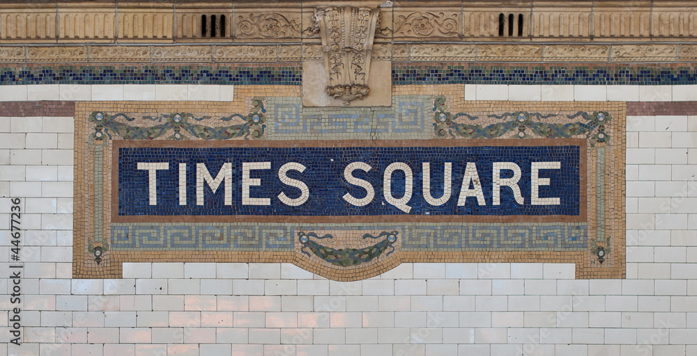 Naklejka premium Times Square - New York city subway sign tile pattern