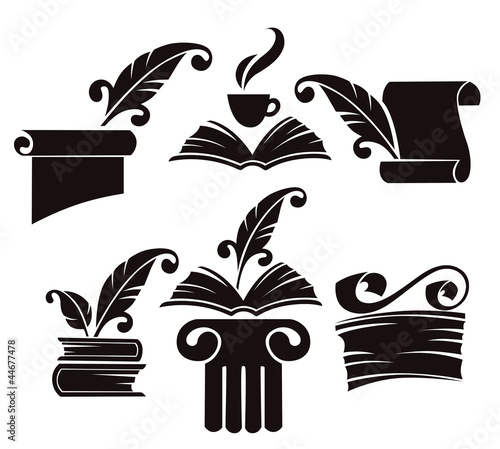 vector collection of old books, parchment and history symbols