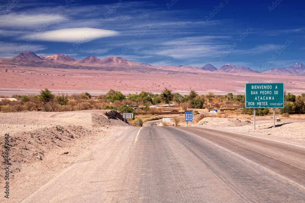 entrance road to San Pedro de Atacama, Chile