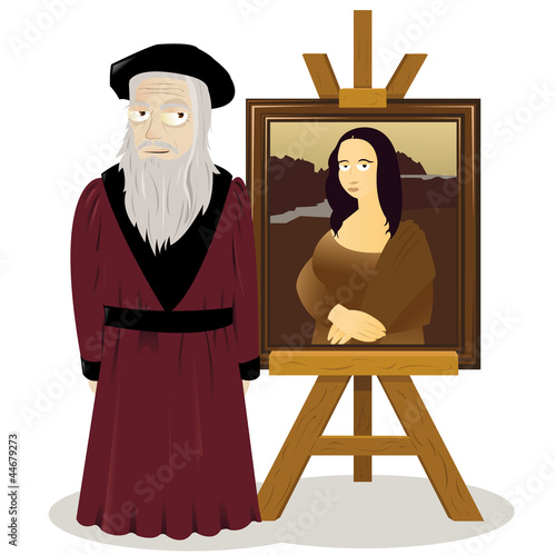 Mona Lisa Easel and Leonardo Da Vinci