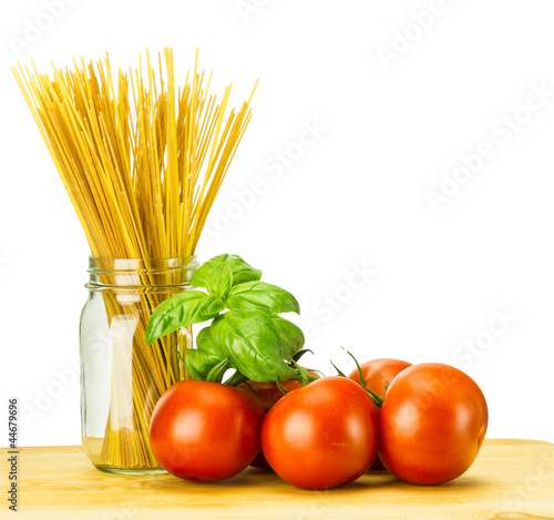 Tomatoes basil and pasta