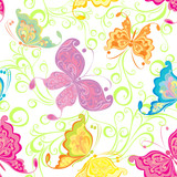 Seamless wallpaper with butterfly