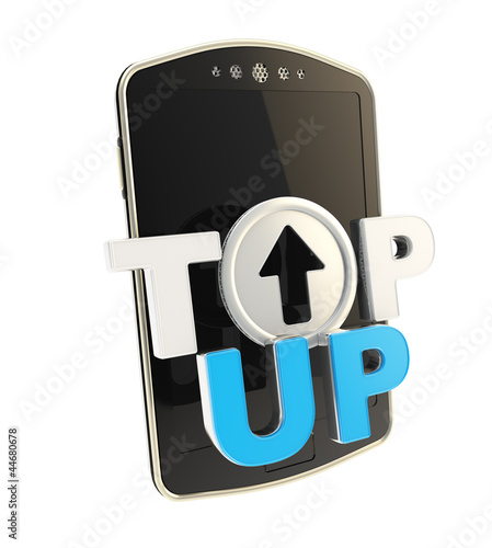 Top-up emblem icon over smart mobile phone concept photo