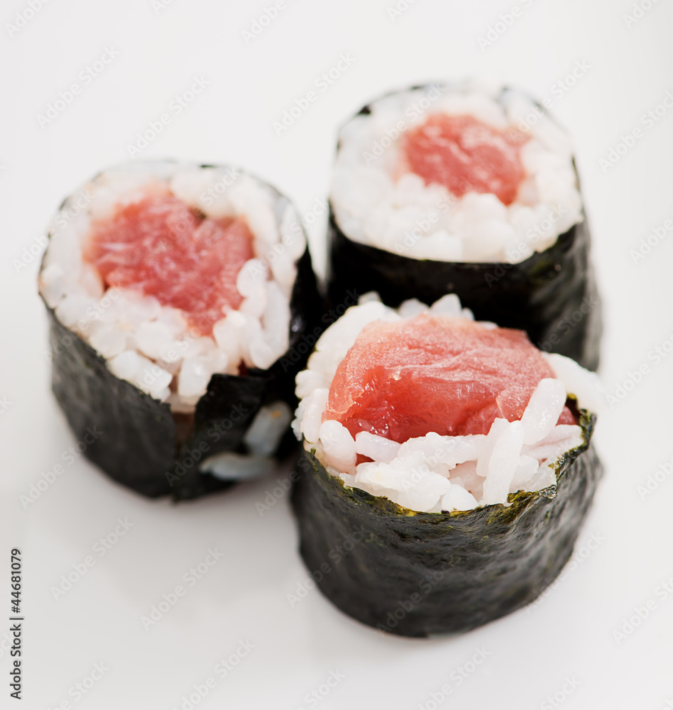 Three Fresh Sushi Rolls Three Fresh Sushi Rolls
