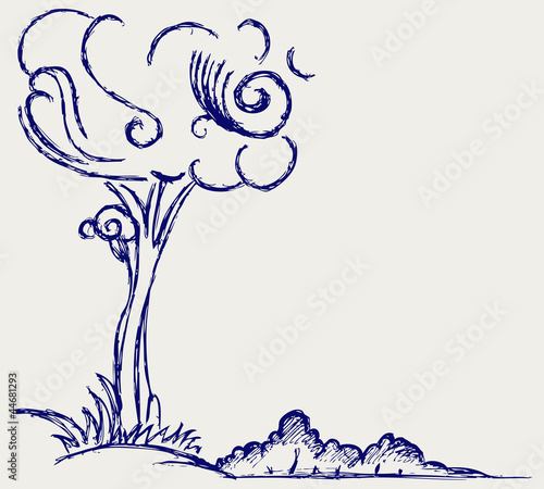 Trees silhouettes. Doodle style