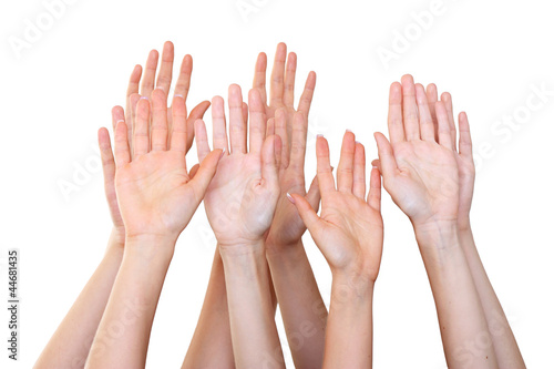People raise hands