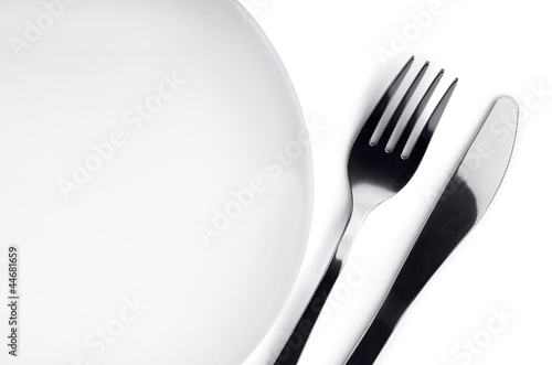 Plate, fork and knife
