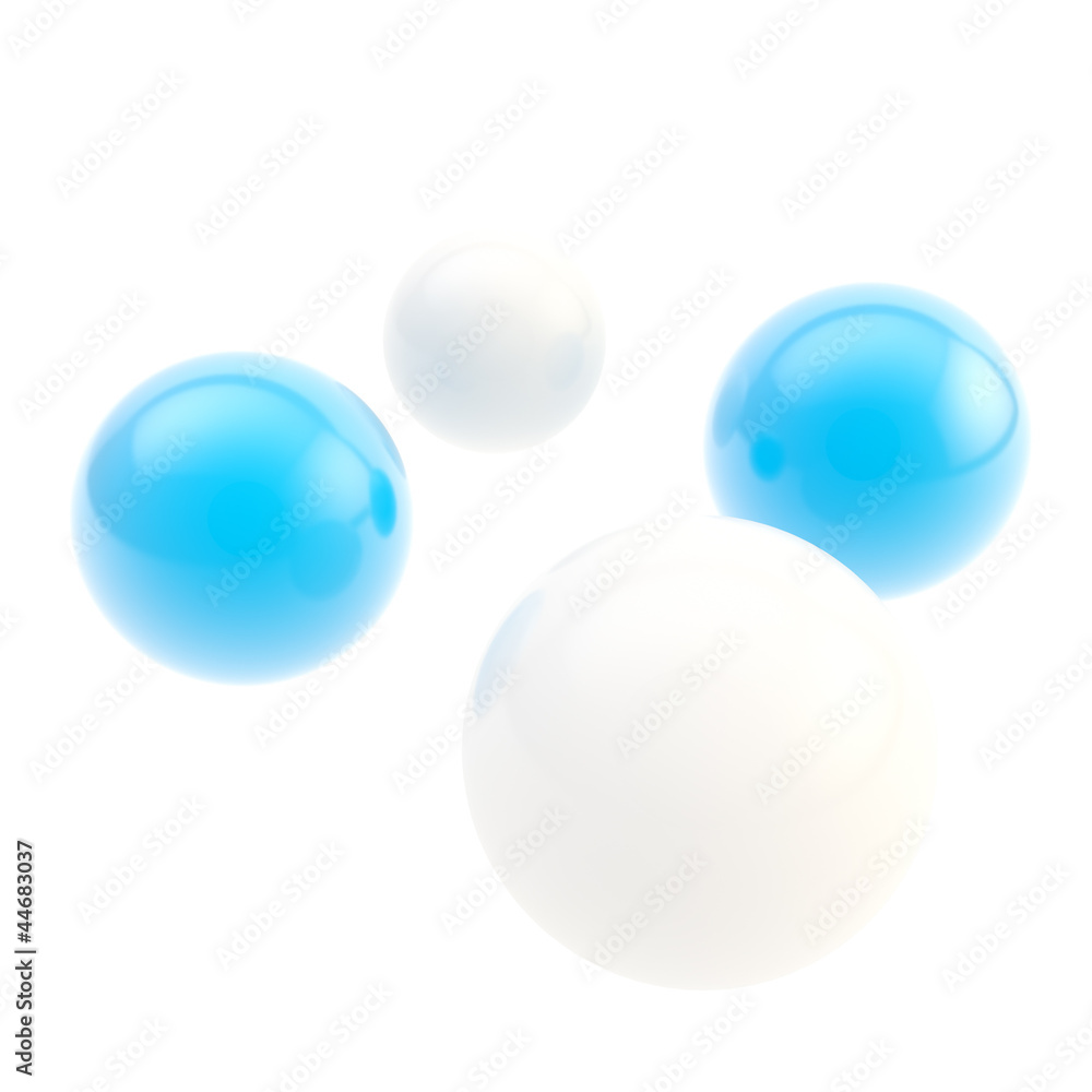 White and blue spheres composition as abstract background