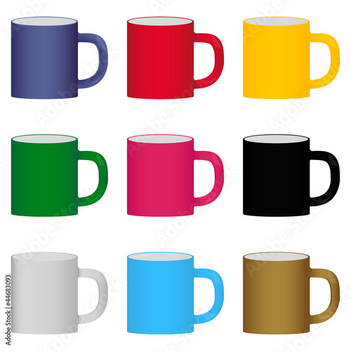 set of colorful cups