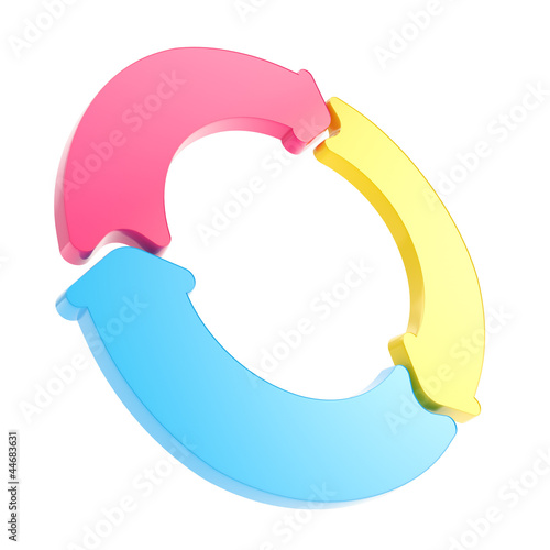 Three glossy arrow segment ...