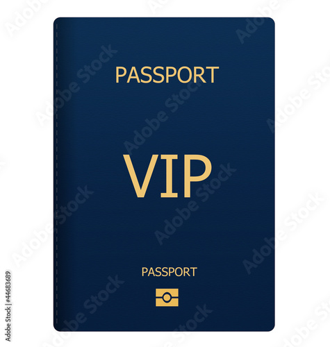 VIP blue passport isolated on white background