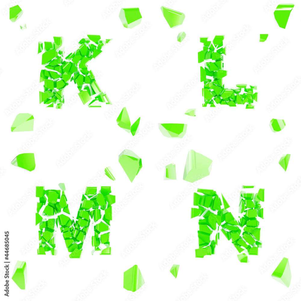 Abc alphabet symbol broken into tiny glossy pieces Abc alphabet symbol broken into tiny glossy pieces