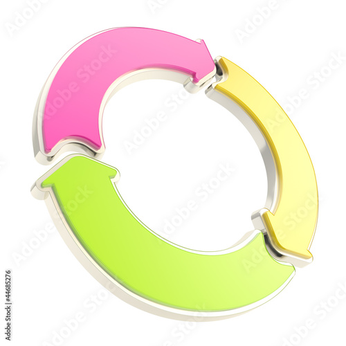 Three glossy arrow segment ...