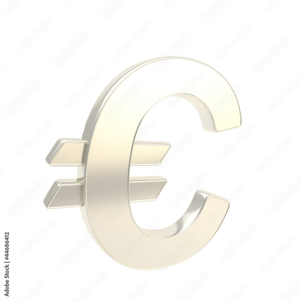 Euro symbol emblem icon made of silver glossy steel Euro symbol emblem icon made of silver glossy steel