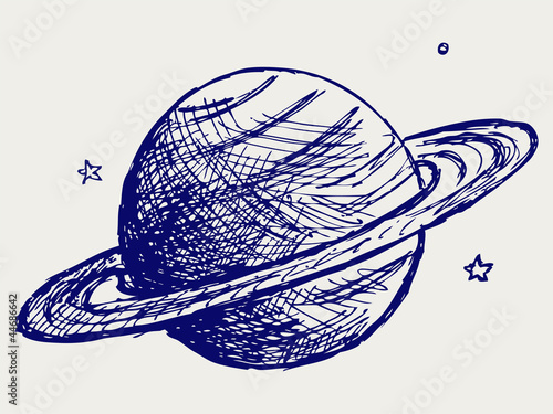 Planet Saturn. Doodle style