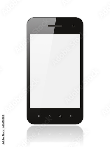 Smart phone with blank screen isolated on white background