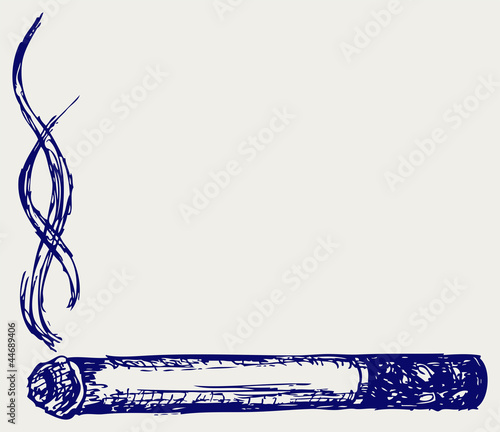 Burning cigarette. Doodle style