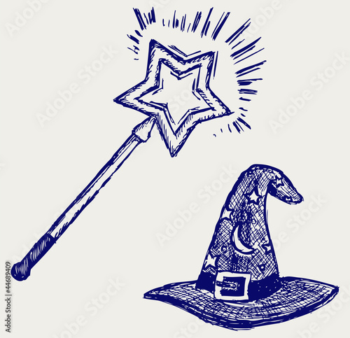 Magic hat. Doodle style