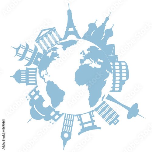 World travel landmarks and monuments