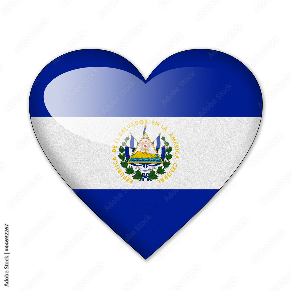 El Salvador flag in heart shape isolated on white background El Salvador flag in heart shape isolated on white background