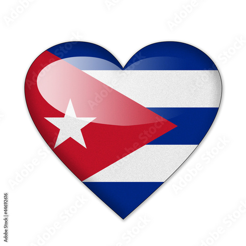 Cuba flag in heart shape isolated on white background