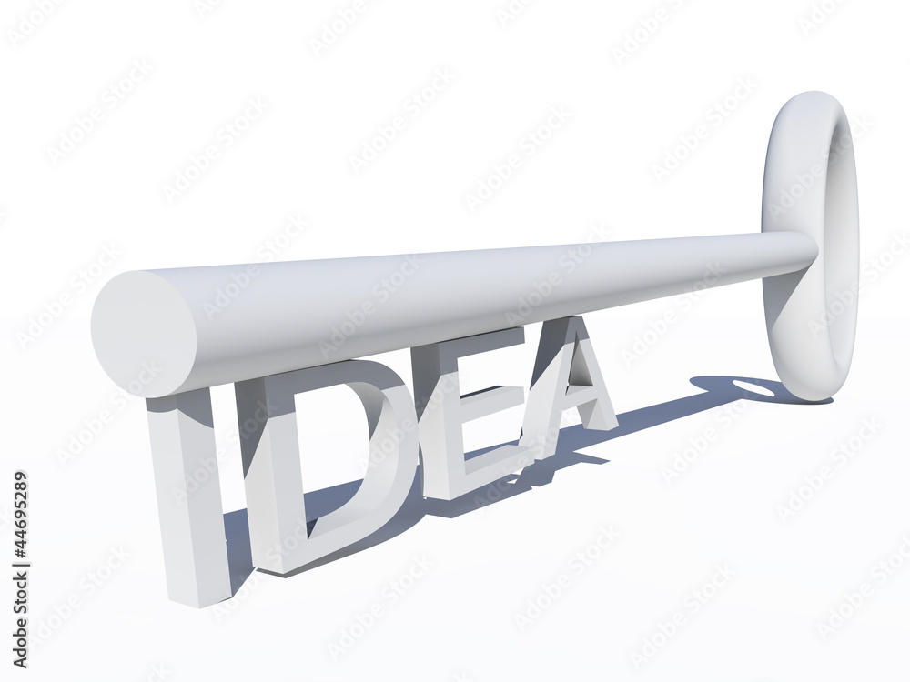 Conceptual gray and white 3D key isolated on white Conceptual gray and white 3D key isolated on white