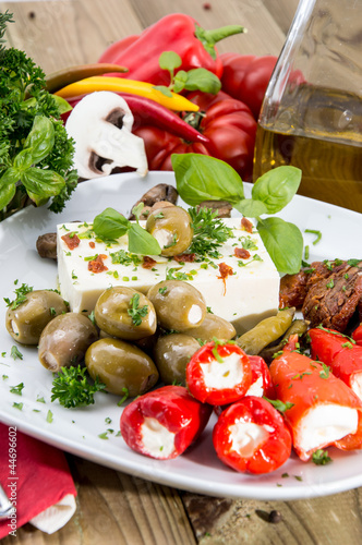 Mixed Antipasto on a plate