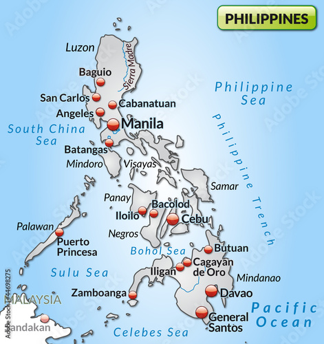 Lkarte der Philippinen mit Umland