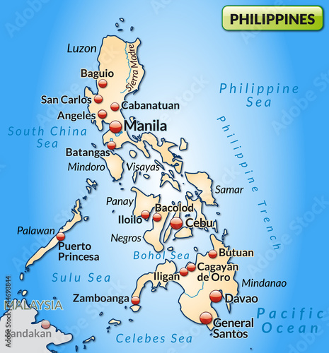 Karte der Philippinen mit Hauptstädten