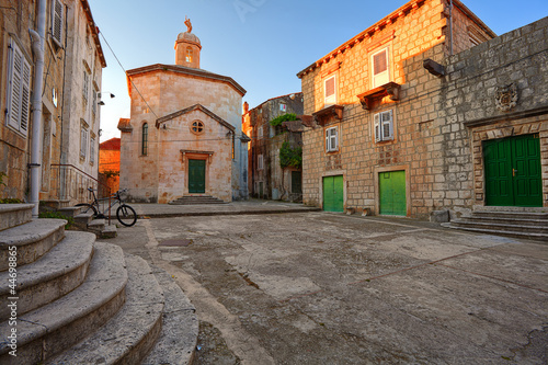square and church of St.Justin. Korcula. Croatia. © phant