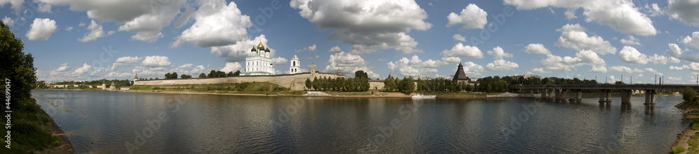 Panorama of the city of Pskov  and the Kremlin