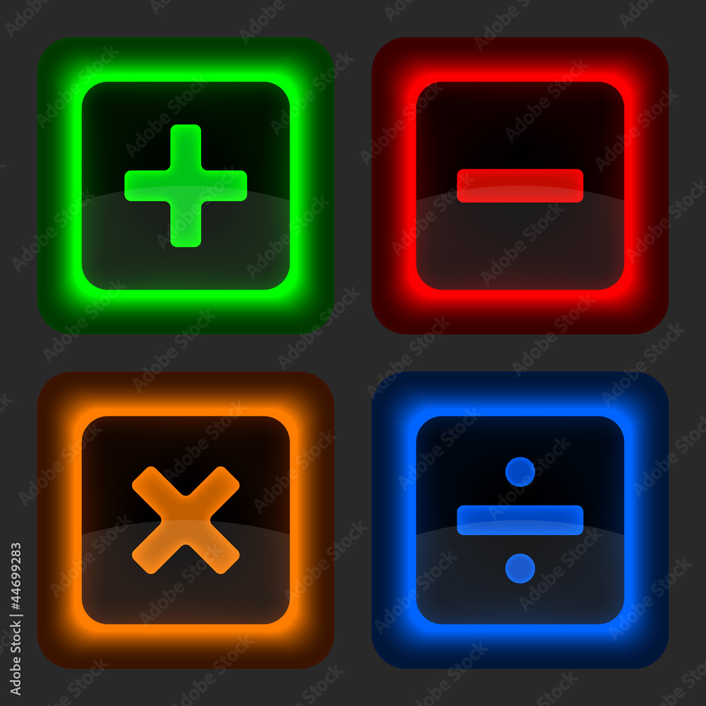 Colored web button with math symbols. Colored web button with math symbols.