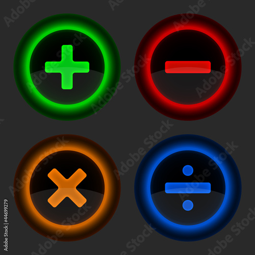 Colored web button with math symbols