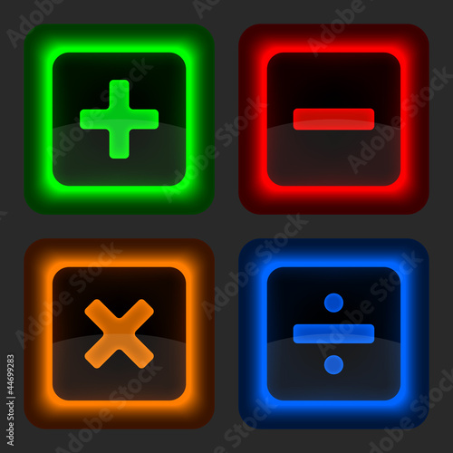 Colored web button with math symbols.