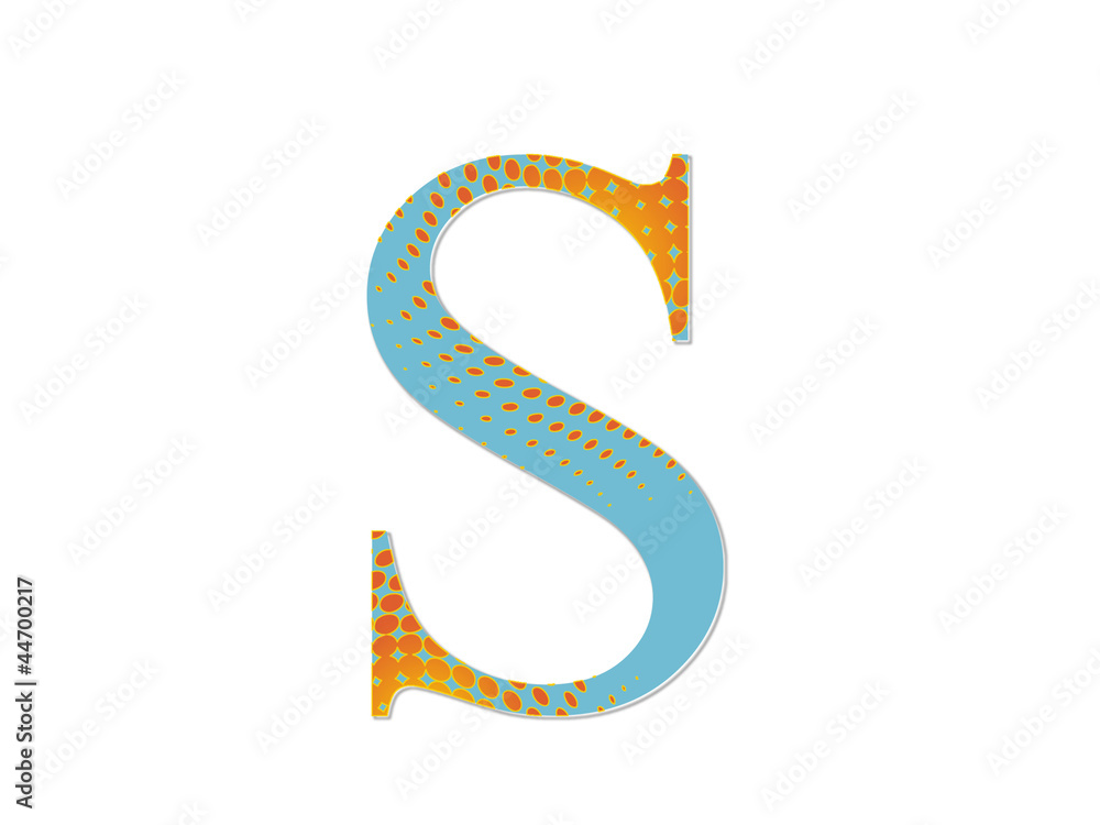 Naklejka premium blue letter with a gradient of red dots on a white ground