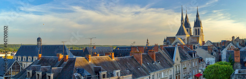 Horizontal panorama of Blois at sunset photo