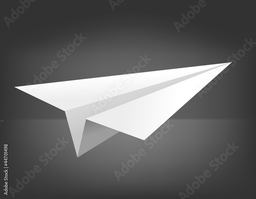 Vector origami airplane on black background. Eps 10