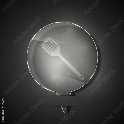 Vector glass slotted kitchen spoon icon on gray background
