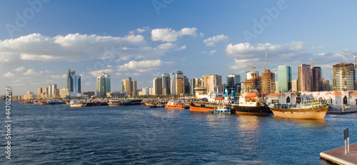 Part of the port, overlooking the skyscrapers Dubai.