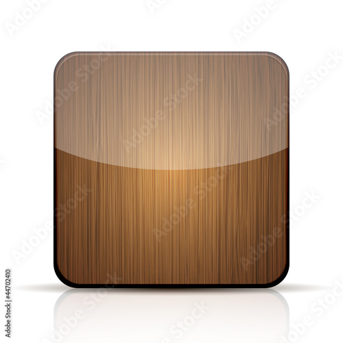 Vector wooden app icon on white background. Eps 10