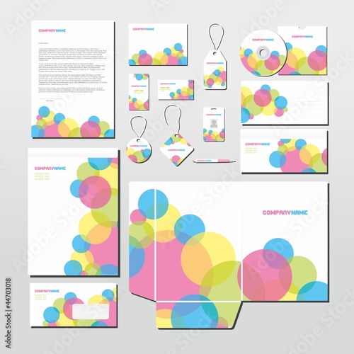Vector stationery set with colorful circles