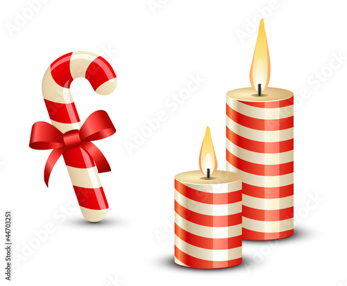 Christmas Candy Cane and Candles