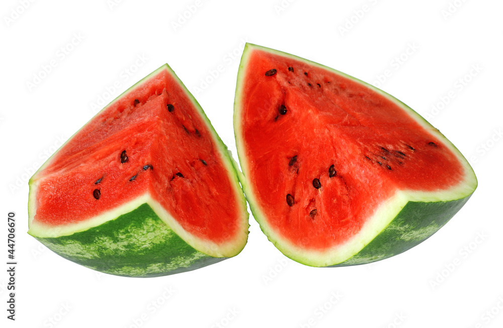 Fresh watermelon and slices isolated on a white background Fresh watermelon and slices isolated on a white background