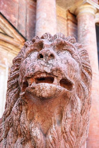 Reggio Emilia lion head in front of Saint Prospero Basilica.